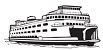Clip-art ferry on water in black and white