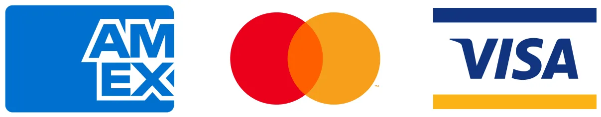 We accept Visa, Mastercard, and American Express